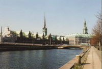Danish Stock Exchange (B&oslash;rsen) with Parliament to the right.