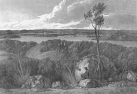 View of Port Jackson, taken from the South Head, from A Voyage to Terra Australis. Sydney was established on this site.
