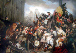 Episode of the Belgian Revolution of 1830, Egide Charles Gustave Wappers (1834), in the Ancient Art Museum, Brussels