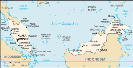 Map of Peninsular and East Malaysia
