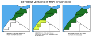 Different maps used to illustrate the area of Morocco
