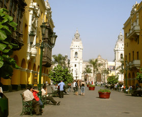 Pedestrian street leading to Lima's Plaza de Armas (main square).