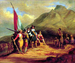 Painting of an account of the arrival of Jan van Riebeeck.