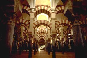 Interior of the Mezquita in Córdoba, a Muslim mosque