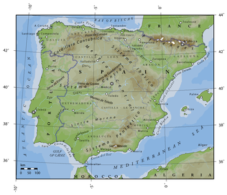 Map of mainland Spain