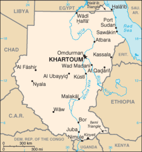 Map of Sudan with Khartoum