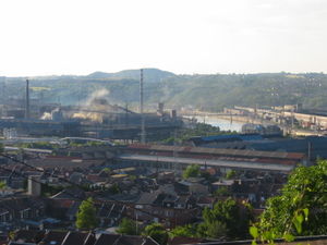 Steelmaking along the Meuse at Ougrée, near Liège.