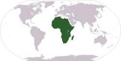 World map showing Africa (geographically)