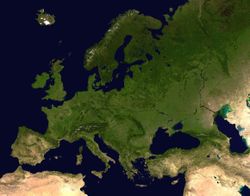 A satellite composite image of Europe
