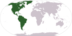 World map showing the Americas