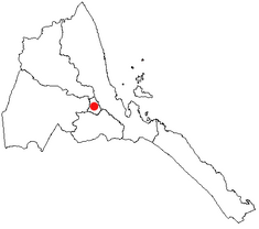 Location of Asmara in Eritrea