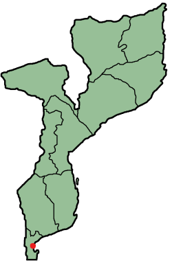 Map of Mozambique with Maputo highlighted