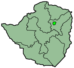 Map of Zimbabwe with the province highlighted