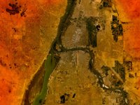 Satellite image of Khartoum with Omdurman and Bahri