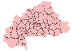 Location of Ouagadougou in Burkina Faso