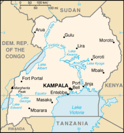 Lake Edward can be seen on this map of Uganda