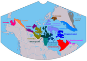 Distribution of Inuit language variants across the Arctic.