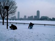 Looking at Boston's Back Bay from Cambridge in the winter