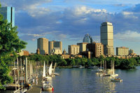 Boston's Back Bay viewed over the Charles River from the Esplanade.