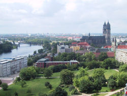 View of Magdeburg with the cathedral on the right