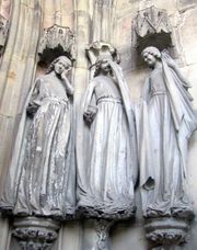 Three of the five foolish virgins showing their sorrow