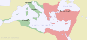 Map of the Byzantine Empire around 550 A.D.