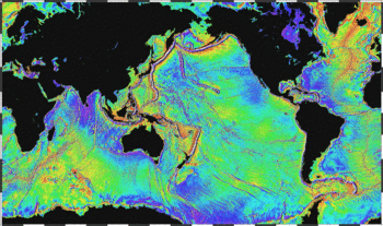 Map of large underwater features. (1995, NOAA)