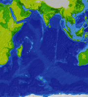 Bathymetric map of the Indian Ocean