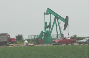 Pumpjack pumping an oil well near Sarnia, Ontario