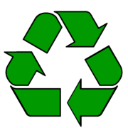 The international symbol for recycling.