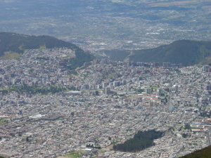 Northern Quito as seen from the Telef&eacute;riQo (Aerial tramway) Station at Cruz Loma (part of the Pichincha mountain complex at about 4000 m, 13123 ft). Lots of buildings (10 or more stories) have been constructed around the financial center of the city throughout the last 35 years.