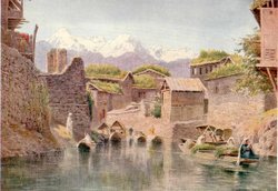 Market boats on Mar Canal, Srinigar by E. Molyneux; painted before 1908