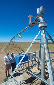 The hub of a center-pivot irrigation system.