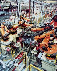 Computer-controlled robots are now common in industrial manufacture.