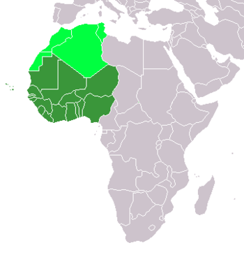  ██ Western Africa (UN subregion) ██ Maghreb