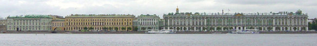 The Hermitage Museum complex with the Winter Palace at right.