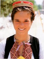 Girl wearing costume from Konavle near Dubrovnik