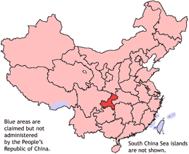 Chongqing is highlighted on this map