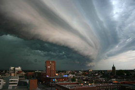 A roll cloud associated with a heavy or severe thunderstorm over Enschede, The Netherlands.
