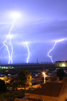 Lightning over Oradea in Romania