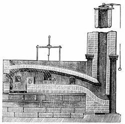 Schematic drawing of a puddling furnace.