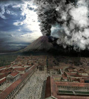 The eruption of Vesuvius in Discovery Channel's Pompeii.