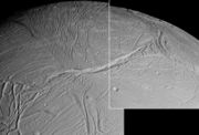 Figure 3: Enceladus' Europa-like surface, imaged by Cassini, 17 Feb 2005
