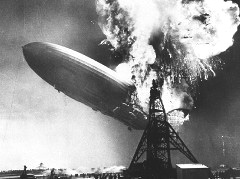 The Hindenburg &mdash; moments after catching fire, May 6, 1937