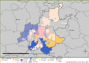 Geographical distribution of home languages in the province.
