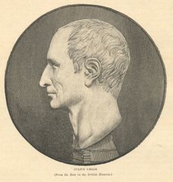 Julius Caesar, depicted from the bust in the British Museum, in Cassell's History of England (1902).