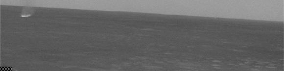 Dust devil on Mars, photographed by the Mars rover Spirit