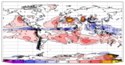 Vertical velocity at 500 hPa, July average. Ascent (negative values) is concentrated close to the solar equator; descent (positive values) is more diffuse