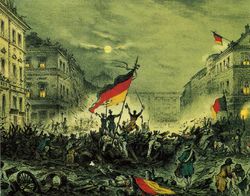 Celebrating Revolutionary after Barricade fights on 19. March 1848 in Berlin