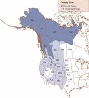 Current and historical range of the Grizzly Bear in North America